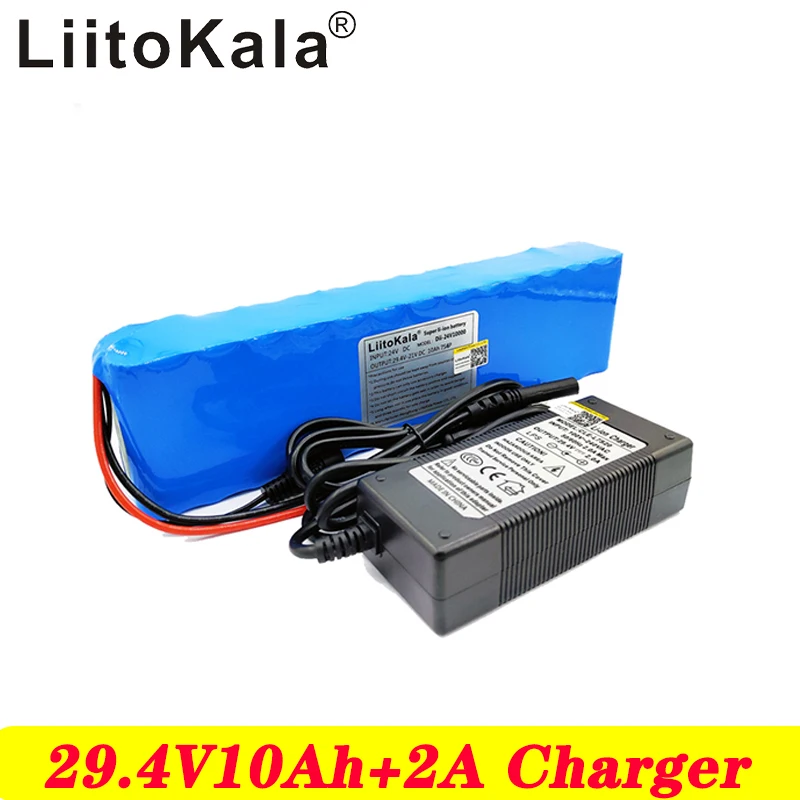 

Liitokala DC 24V 10ah 7S4P batteries 15A BMS 250W 29.4 V 10000 mAh Battery for motor chair set Electric Power + 29.4V 2A charger