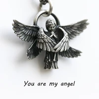 classic angel pendant necklace handmade seraphim pray pendant long chain neck for men women jewelry anniversary gift wholesale