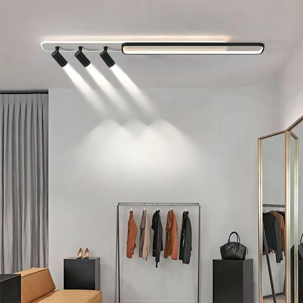 

Modern LED Long Ceiling Light with Spotlight - Simple Art Ceiling Lamp for Living Room, Bedroom, Aisle and Home Decoration.