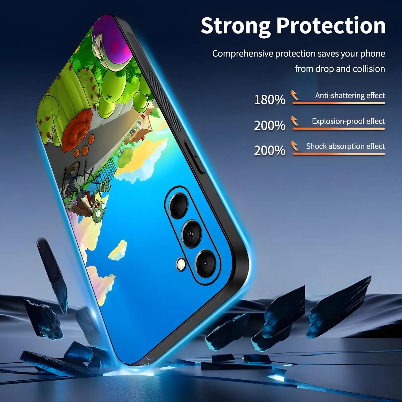 Фото Чехол для телефона Samsung A57 A56 A37 A27 A17 A36 A26 A55 A35, мягкий черный чехол с защитой от падения, крутой чехол с изображением растений против Z-зомби, хит продаж №3