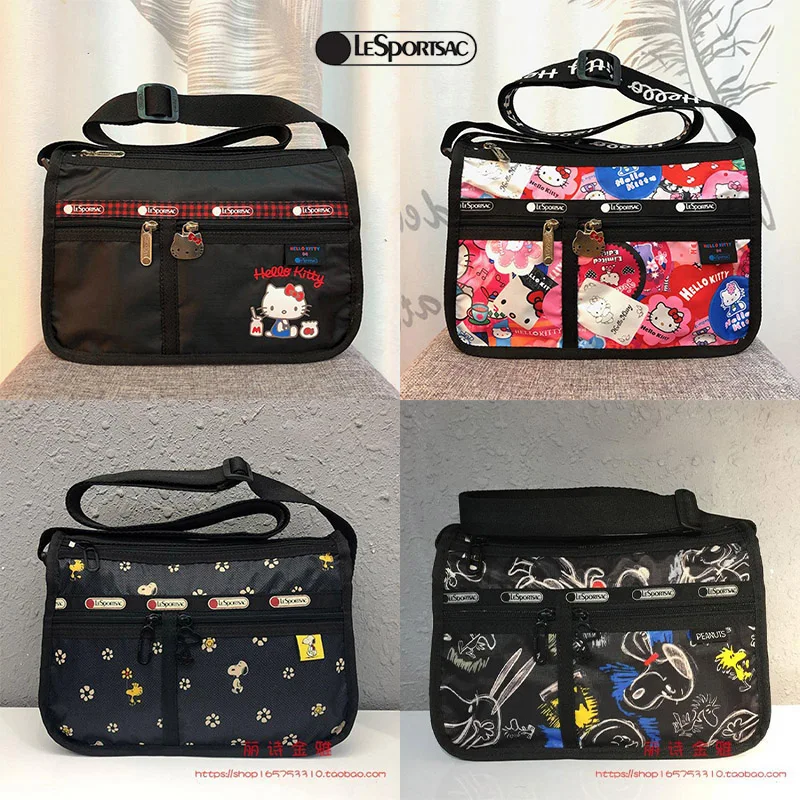

Lesportsac Kawaii Sanrio, Hello Kitty Snoopy практичная многослойная Диагональная Сумка через плечо водонепроницаемая сумка Игрушки для девочек