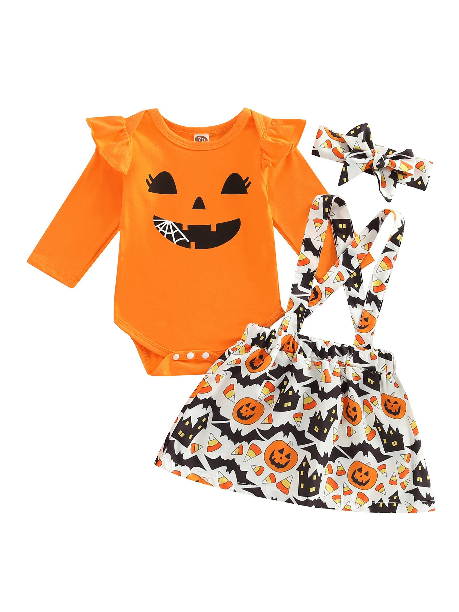 

3 шт./комплект, Детский комбинезон с длинным рукавом и надписью «Тыква»