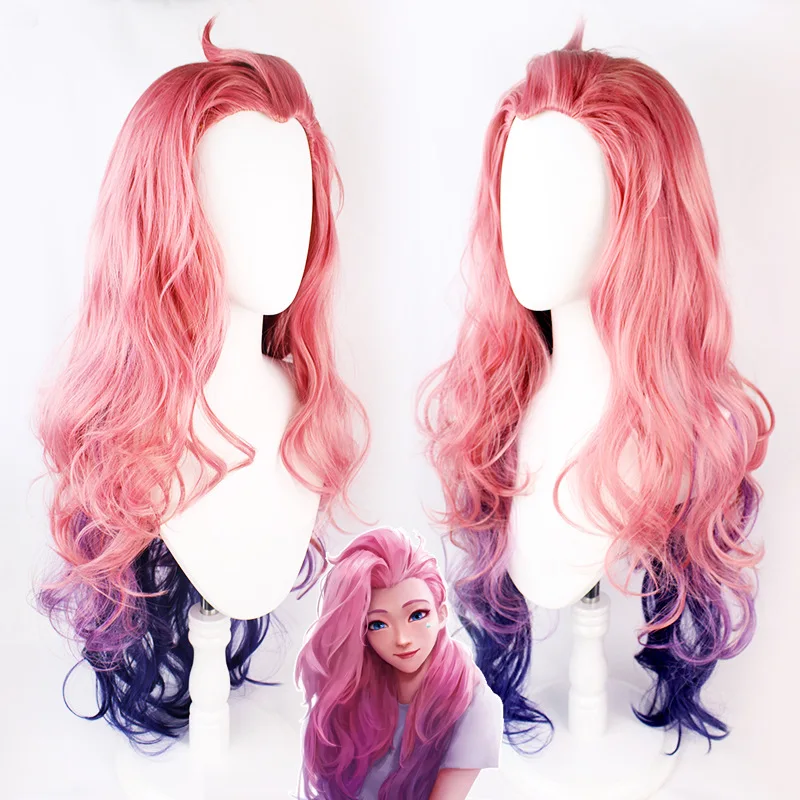 

Cartoon Anime KDA Seraphine Halloween Cosplay Wigs Party Role Playing Dress Up Synthetic Fiber Hair Props Fashion Accessories