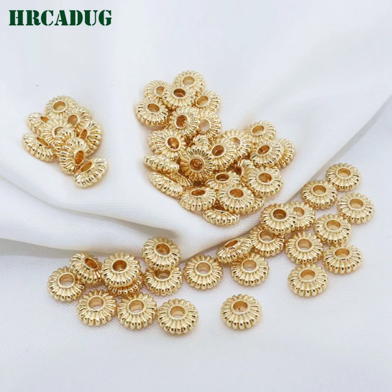 18K Gold Plated Round Flat Spacer Bead Separation For Beads DIY Bracelet Necklace Jewelry Making Accessories Beading Supplies