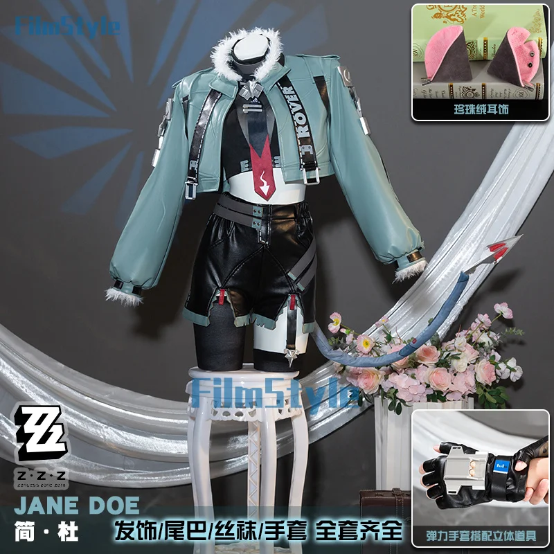 Jane Doe Косплей Костюм Zenless Zone Zero Униформа Куртка Хвост Уши Чулки Новый Eridu Хэллоуин