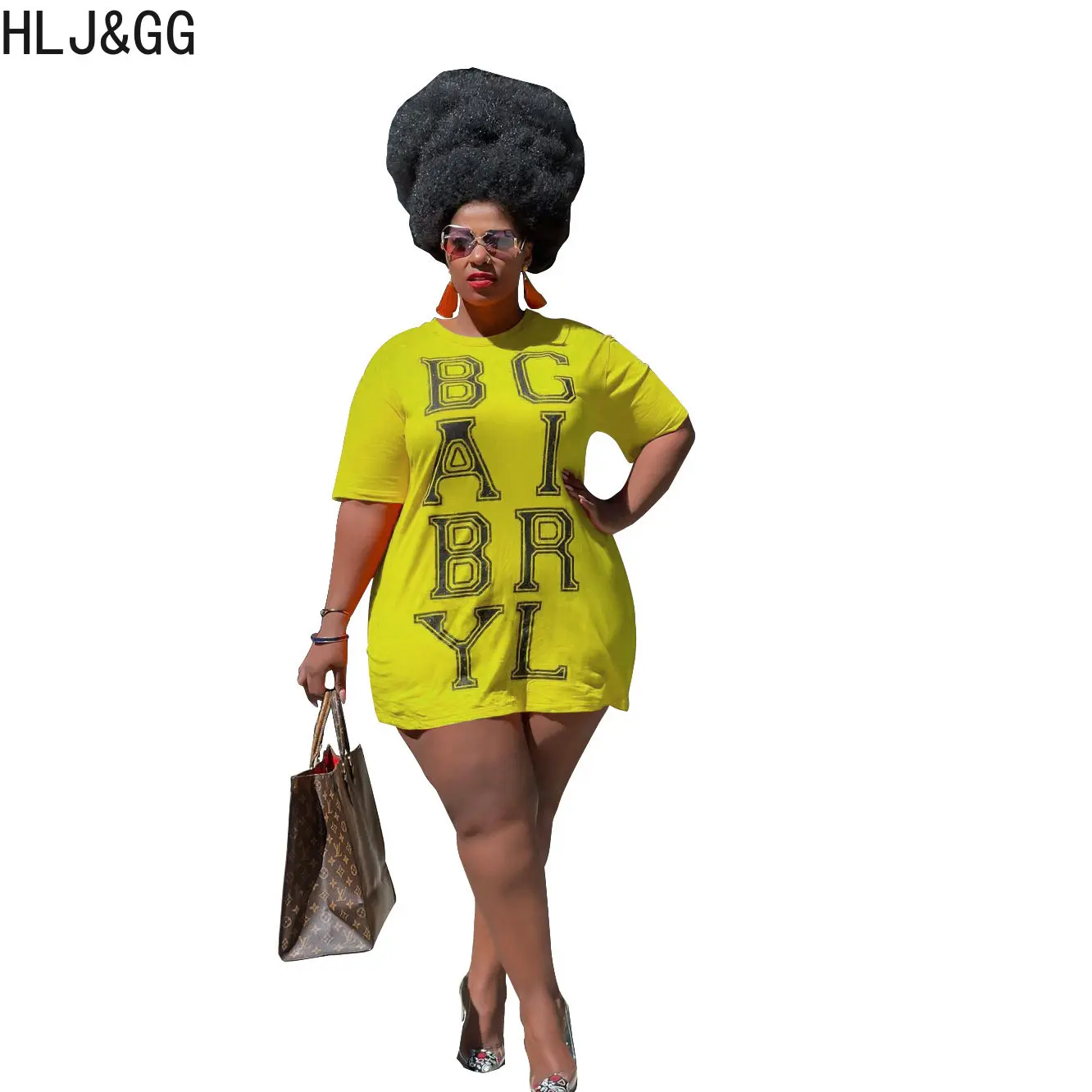 HLJ&GG Fashion Letter Printing Mini Tshirt Dresses Women O Neck Short Sleeve Loose Vestidos Plus Size Female Streetwear Clothing