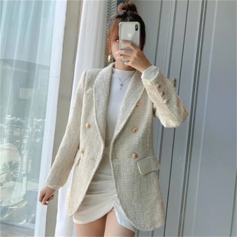 Fashion suit women's jacket spring autumn new temperament slim fit  thin British small fragrance style mid-length clothes