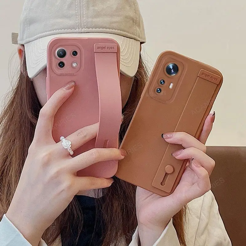 Для Xiaomi Mi 11 Lite 5g Ne 11t 12 Mi12s Pro 10t Mi11 11 lite, ремешок на руку, силиконовый чехол Mi11lite 4g, чехол-подставка