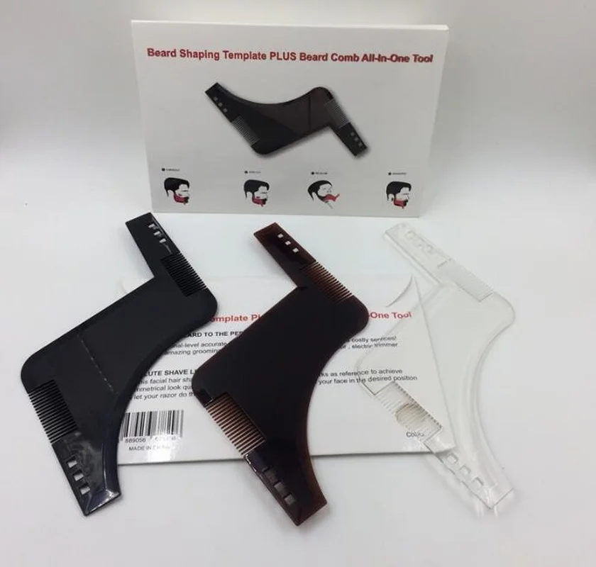 

2022 Hot 1PC Beard Comb Beard Shaping Tool Beard Styling Template Stencil For Men Lightweight And Flexible Fits Tool