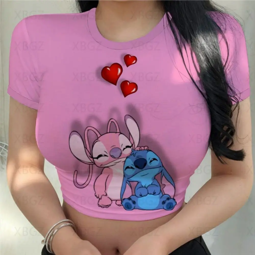 Blusas ajustadas de moda para mujer, Top corto de dibujos animados Kawaii con estampado de punto de fiesta, camisetas ajustadas para mujer, camisa de Disney Y2k 2022