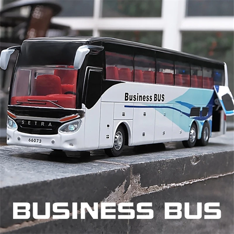 

1:32 Electric Airport Business Bus Alloy Car Diecast Model Toy Vehicle Sound And Light Metal Car Simulation Collection Toys Boys