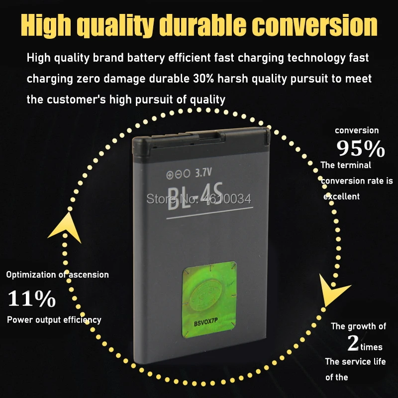 High Quality 860mAh BL 4S BL-4S Battery For Nokia 1006 2680s 3600s 3602S 6202C 6208c 7020 7100s 7610 X3-02 3710f BL4S |