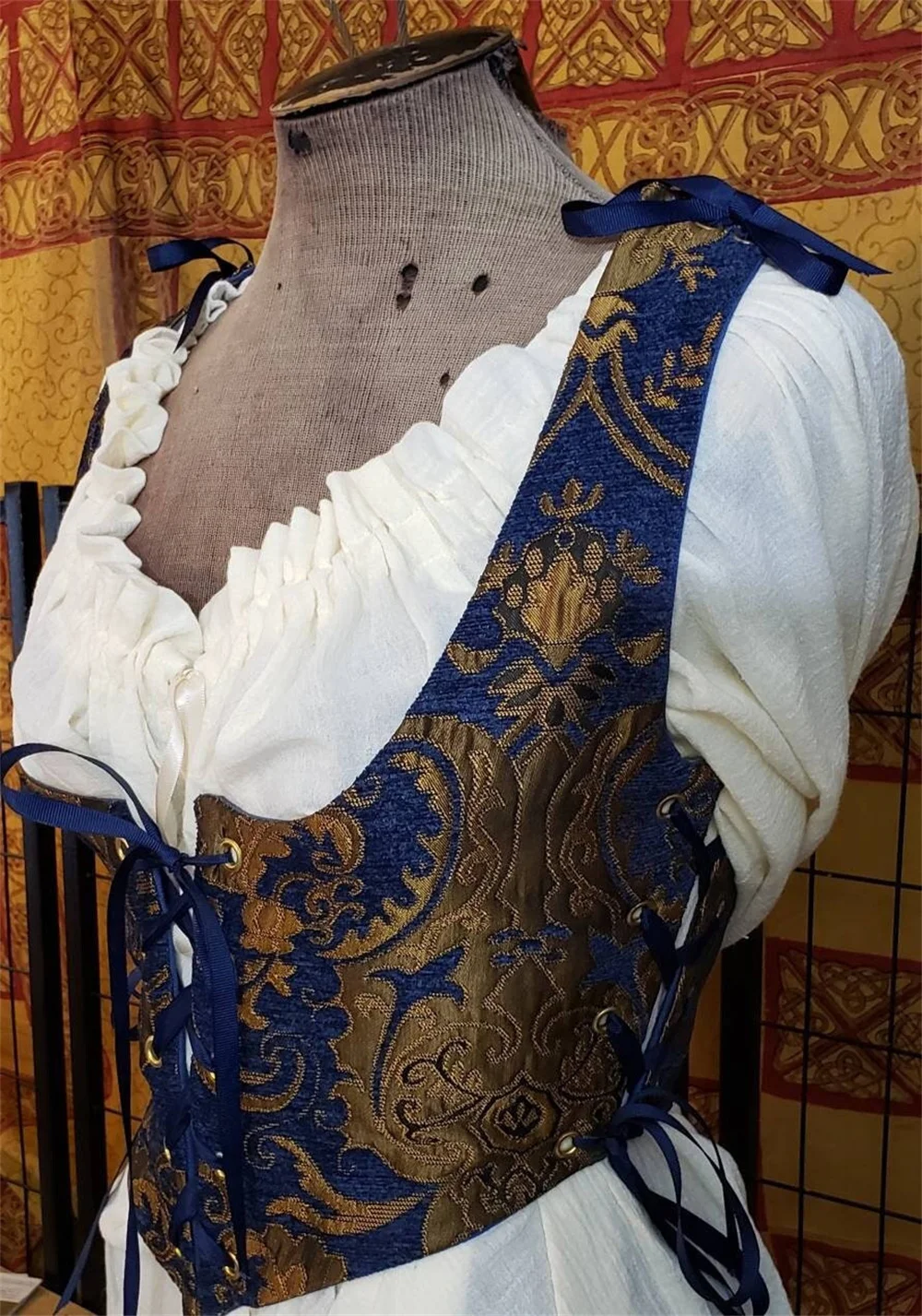 Винтажный верх из парчовой ткани корсет со шнуровкой бюстье жилет с ремешком