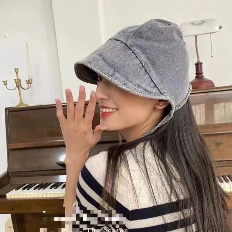 

Japanese Retro Loli Sun Hats Women Washing Process Spring and Summer Sunshade Personality Beggar Caps Ins Cute Denim Witch Hat