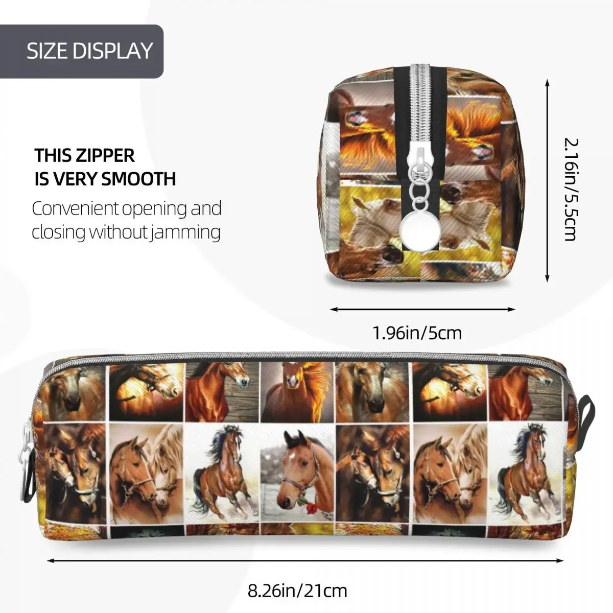 Пенал с рисунком лошади вместительный чехол для карандашей и ручек цыплящими