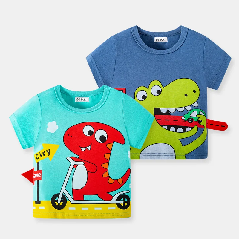 

New Dinosaur Kids T-shirt Children Cotton Boy Baby Foreign Style Short-Sleeved T-shirt