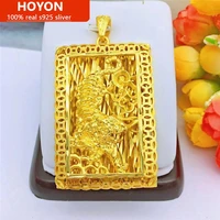hoyon true 18k yellow gold color mens big tiger pendant tiger down the mountain necklace pendant jewelry gift for boyfriend