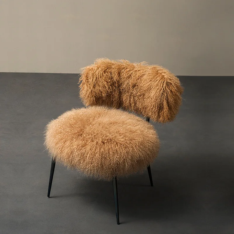 

Light luxury leisure chair designer very simple person sofa net red wabi-sabi wind wool velvet dressing stool living room chair