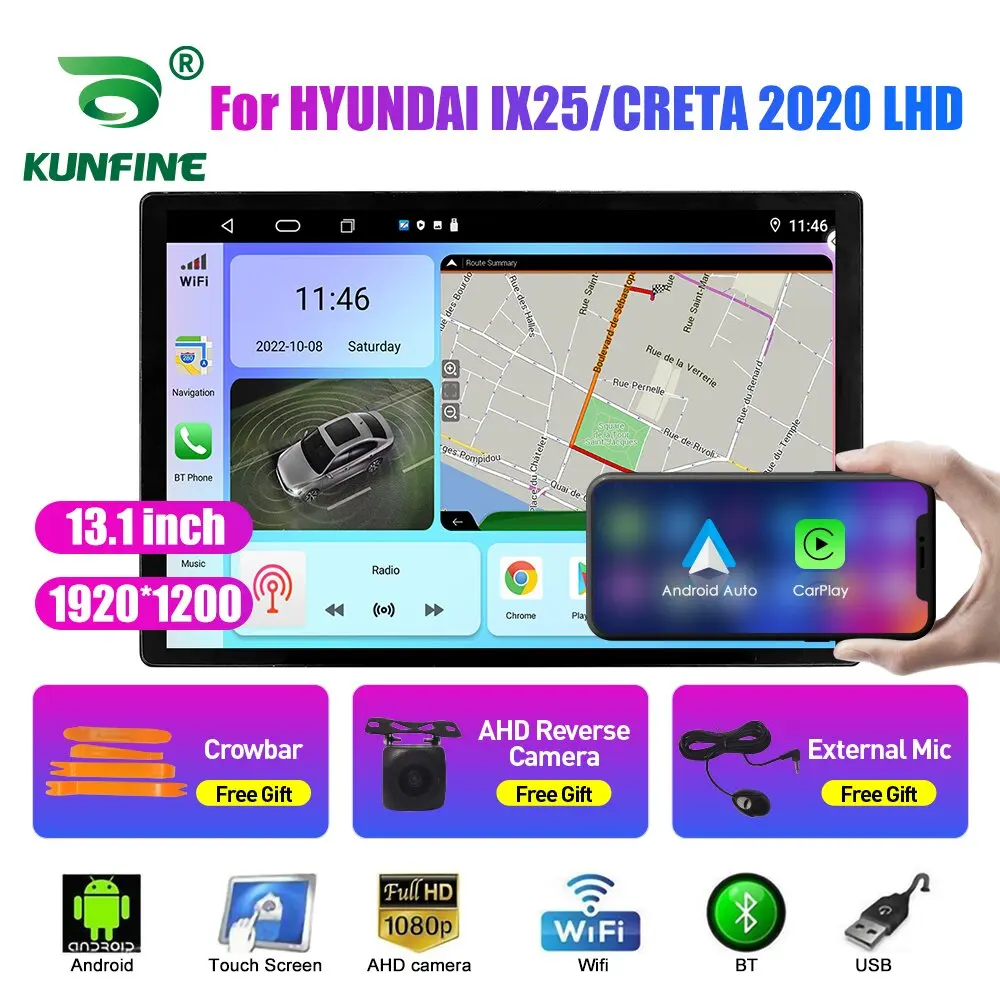 

Автомобильный радиоприемник 13,1 дюйма для HYUNDAI IX25 CRETA 2020 LHD, автомобильный DVD GPS-навигатор, стерео Carplay 2 Din, центральный мультимедийный Android авто