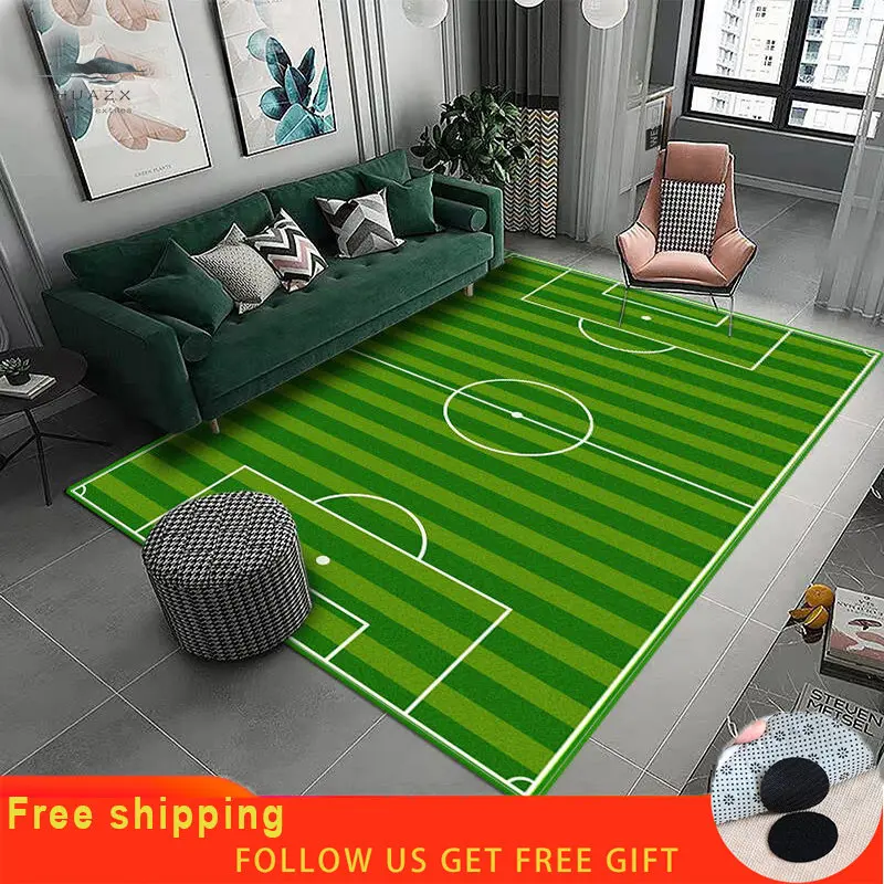 

3D Football Field Capet for Kids Room Soft Flannel Floor Mat Children Washable Bedside Baby Play Large Area Rug Birthday Gift