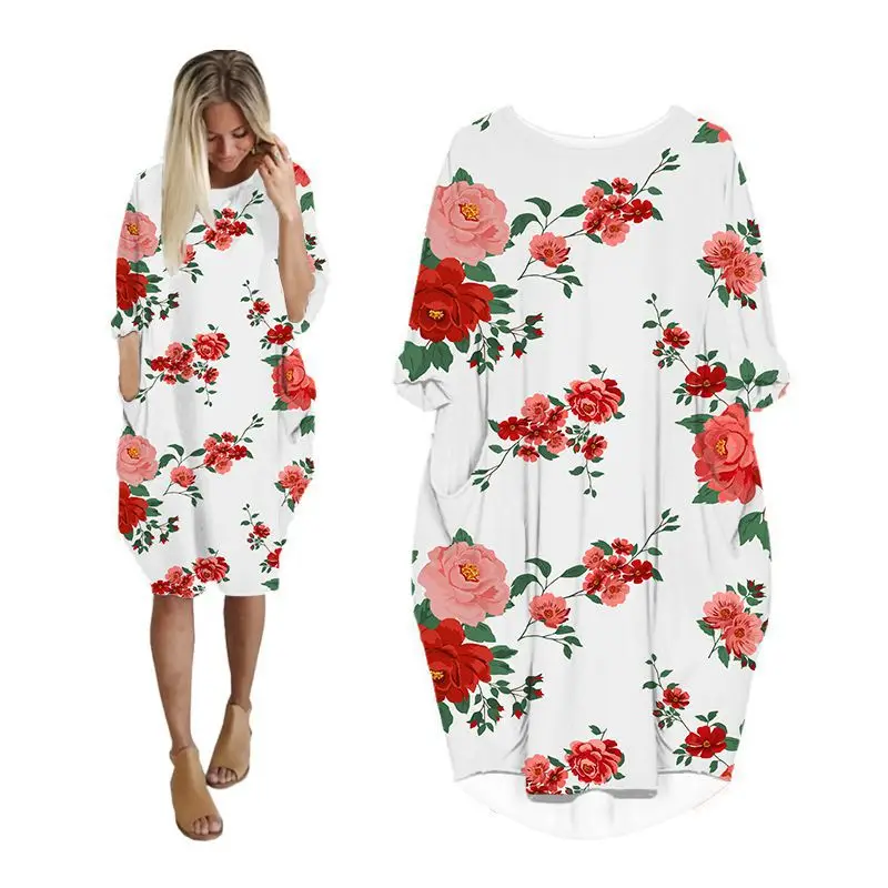 

Повседневные платья-миди для женщин, Рождественская уличная одежда, модная женская одежда с длинным рукавом, одежда больших размеров, женск...