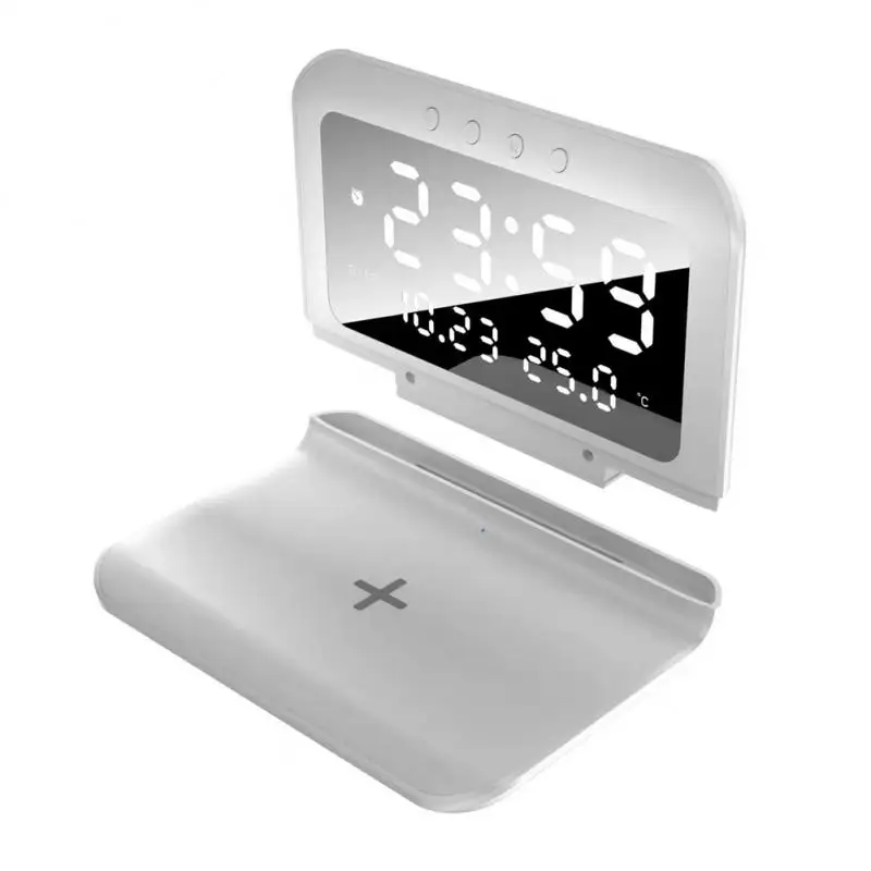 

3 In 1 Temperature Alarm Clock Thermometer Clock Charging Calendar Electronic Calendar Wireless Charging Alarm Clock 15w