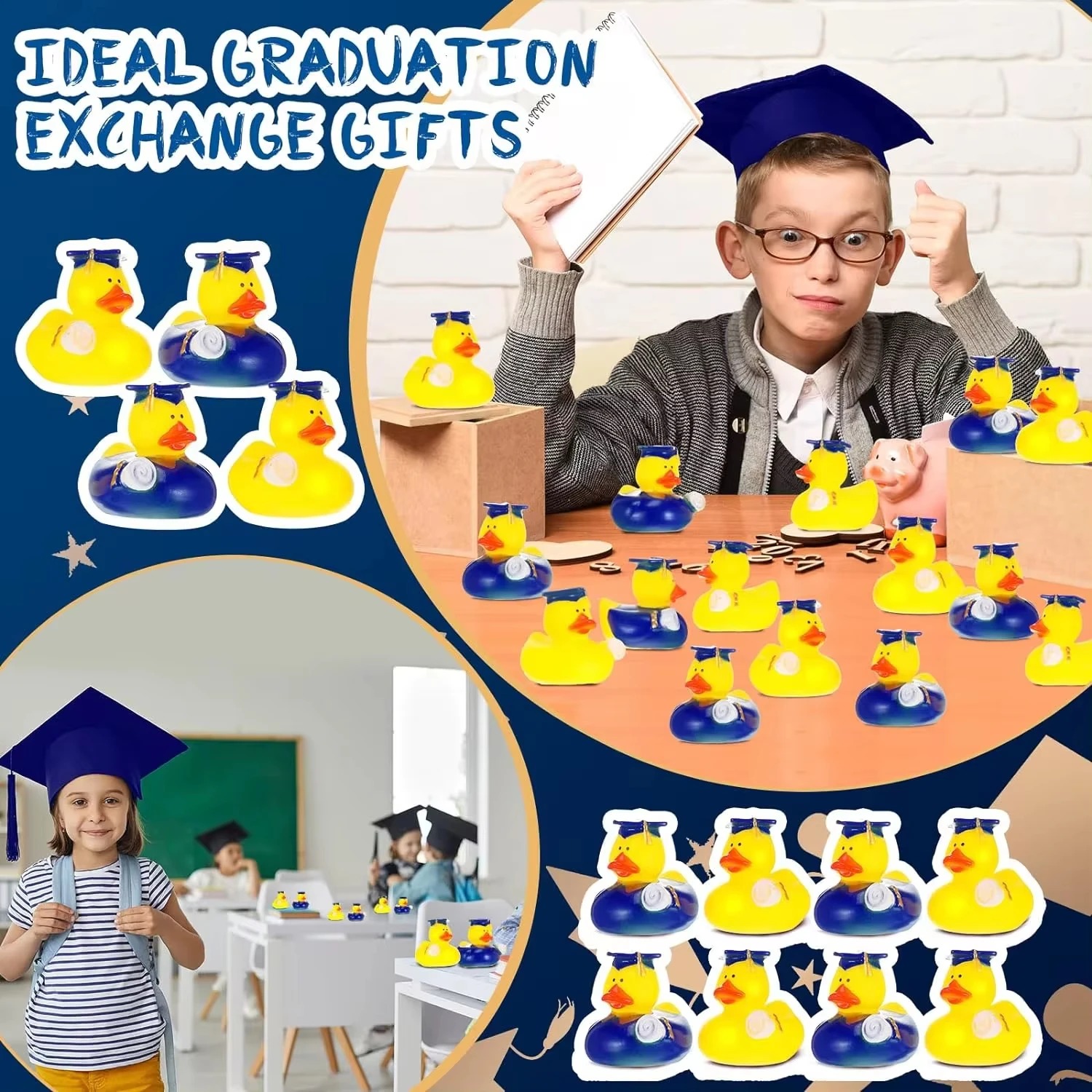 Выпускные резиновые утки подарки на выпускной утка объемные сувениры для