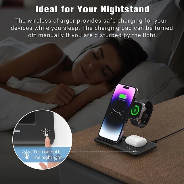 100W Wireless Charger 3 in 1 For iPhone 14 13 12 Pro Max 11 X 8 Fast Charging Dock Station For Apple Watch 8 7 6 Chargers Stand 5