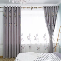 chinese simple chenille embroidered curtain living room bedroom window screen embroidered curtain