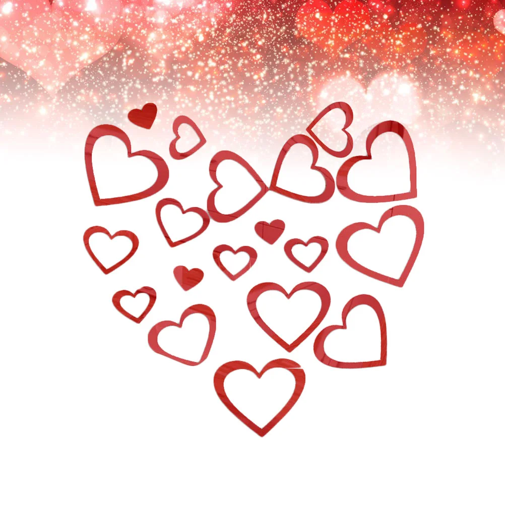 

Wall Mirror Acrylic Valentine Sticker Heart Stickers Decorative Mirrored Mirrors Decor 3D Decoration Home decor
