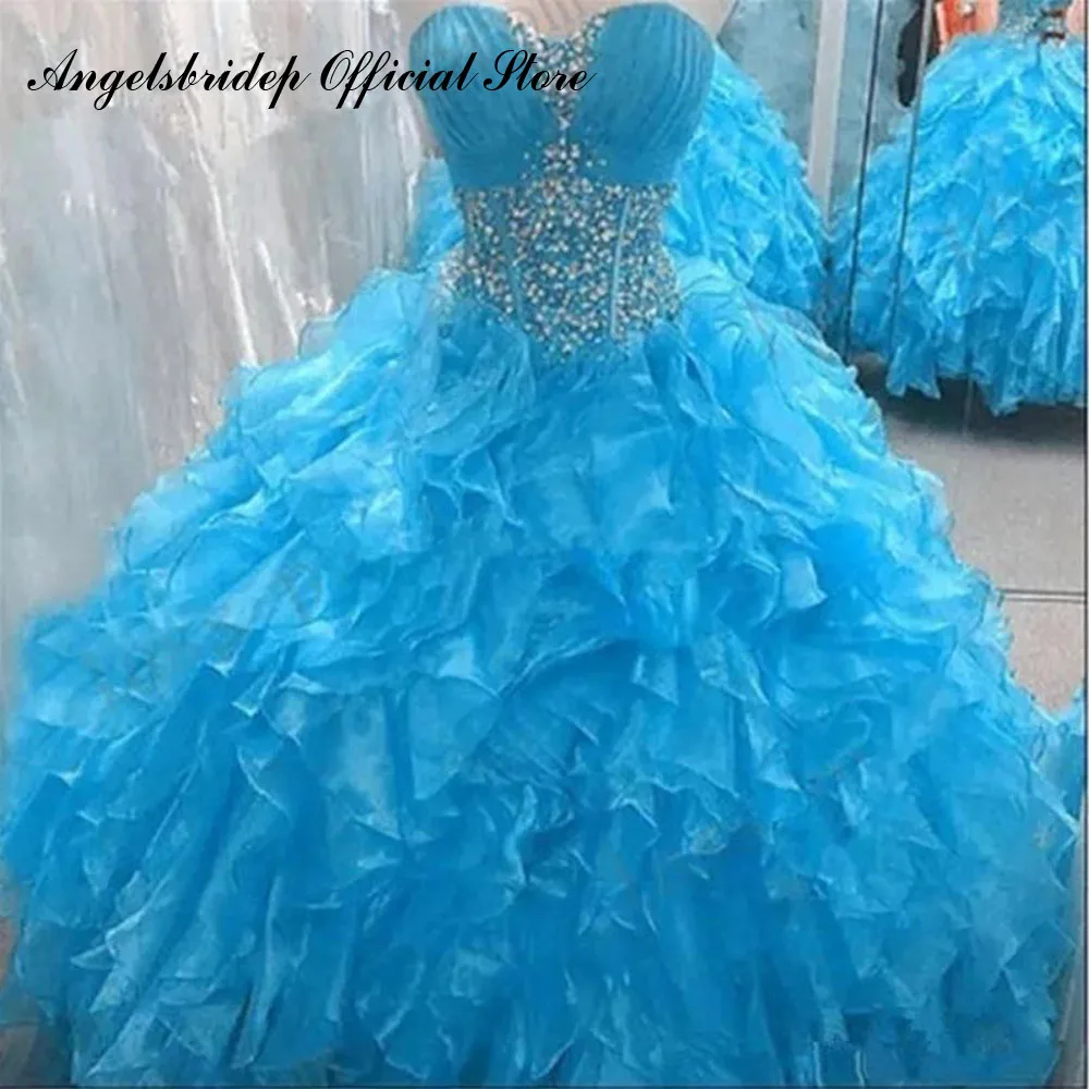 

Angelsbridep Sweetheart Organza Ball Gown Quinceanera Dresses Crystals Sweet 16 Dresses Party Gowns Vestido Debutante Gowns