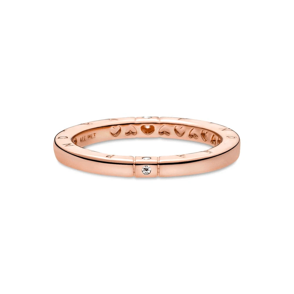 ChimPandora-Bague avec logo et cœurs pour femme, argent regardé 925, or rose, bijoux simples et délicats, cadeau avec sac grill