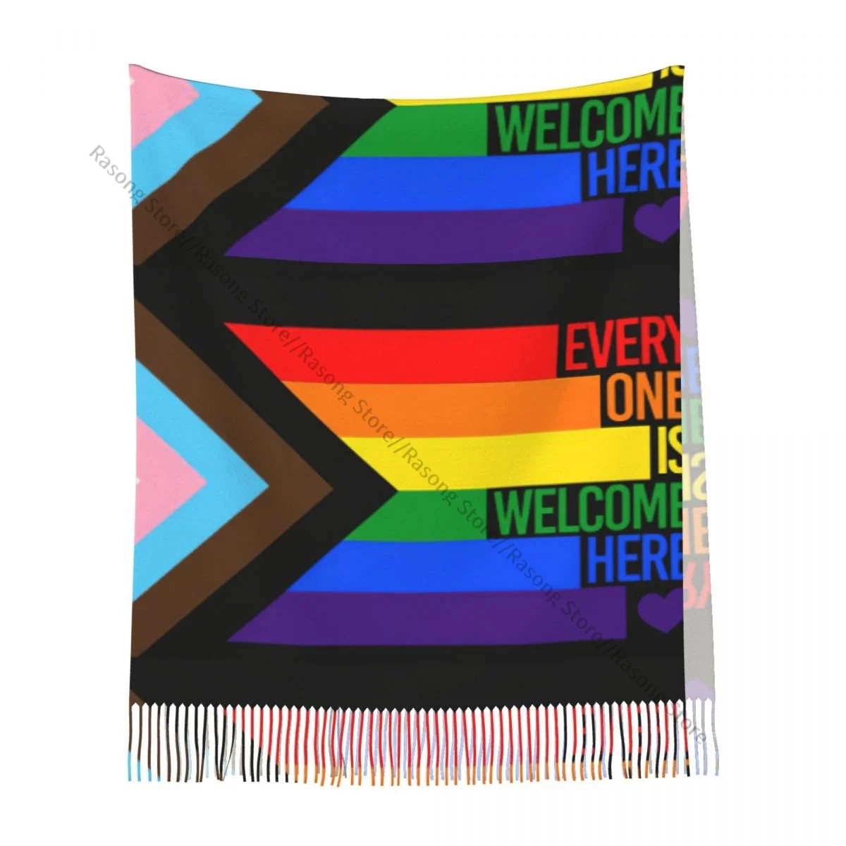 Шарф с кисточками большой размер 196*68 см зимняя теплая шаль из пашмины накидка