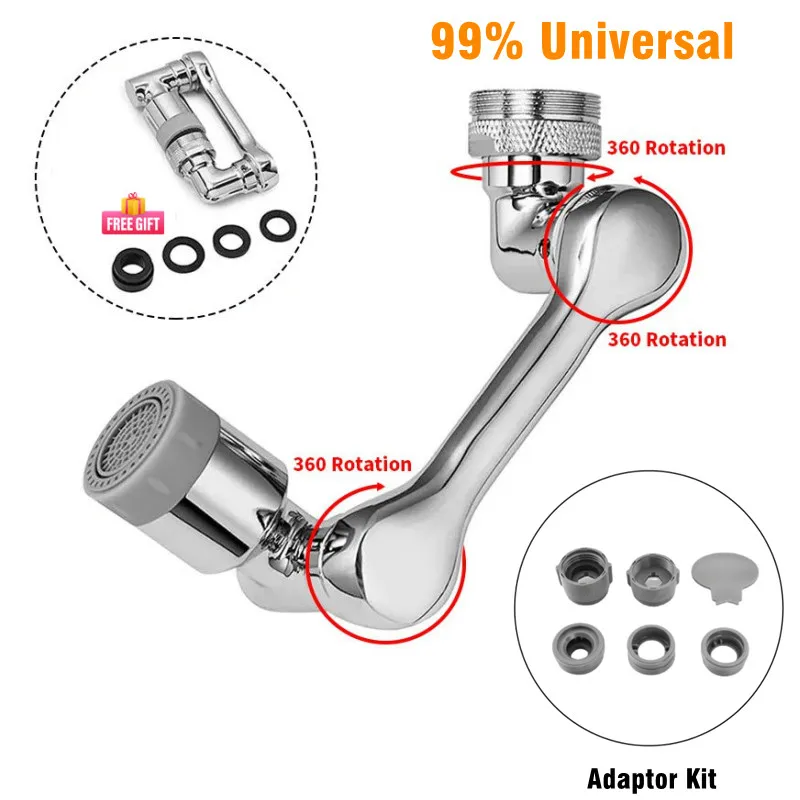 99% Universal 1080° Rotation Extender Faucet Aerator Plastic Splash Filter Kitchen Washbasin Faucets Bubbler Nozzle Robotic Arm
