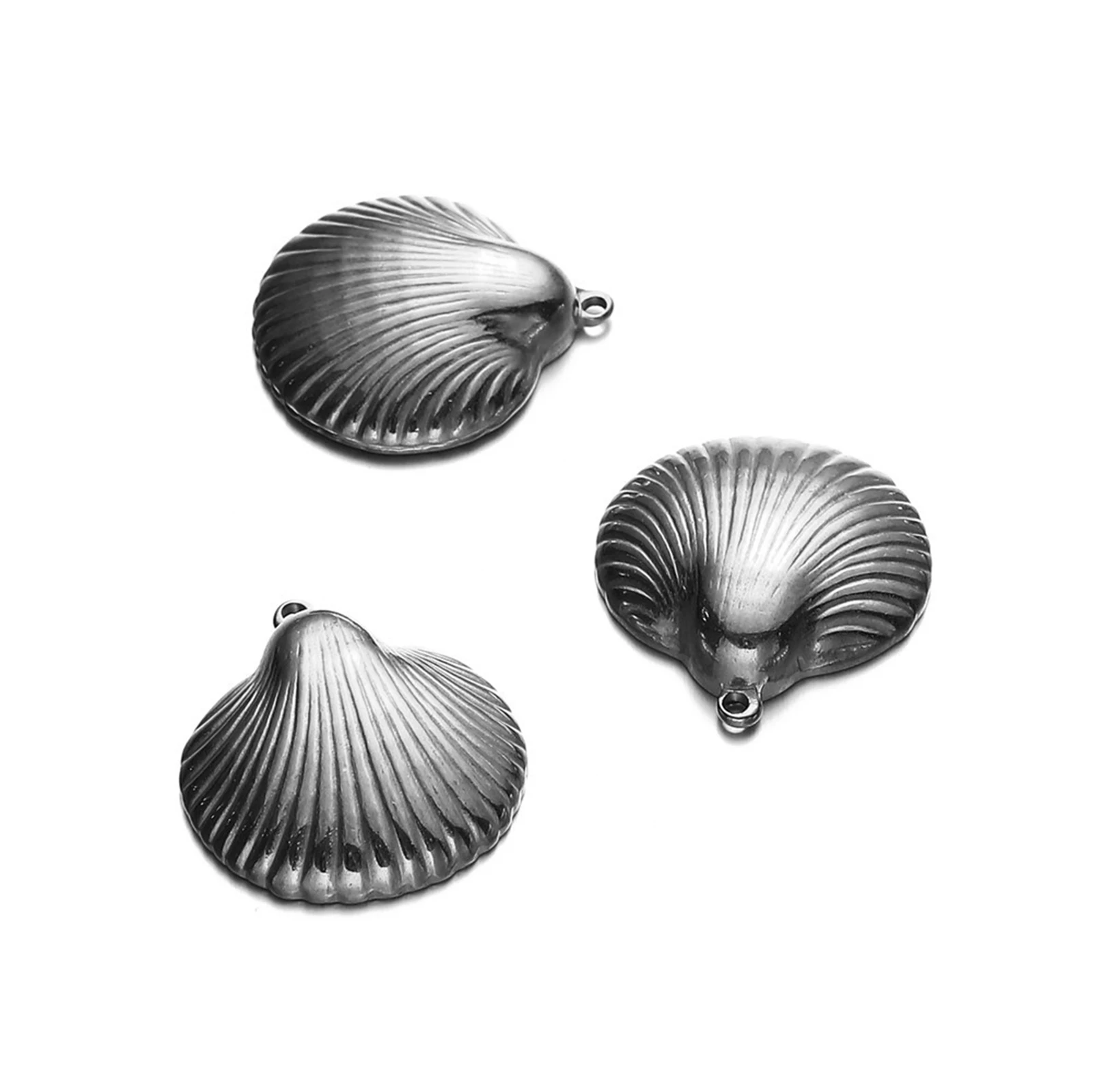 2 PCs 304 Stainless Steel Ocean Jewelry Charms Shell Texture Charms Pendants for DIY Bracelet Necklace Jewelry Women Gift