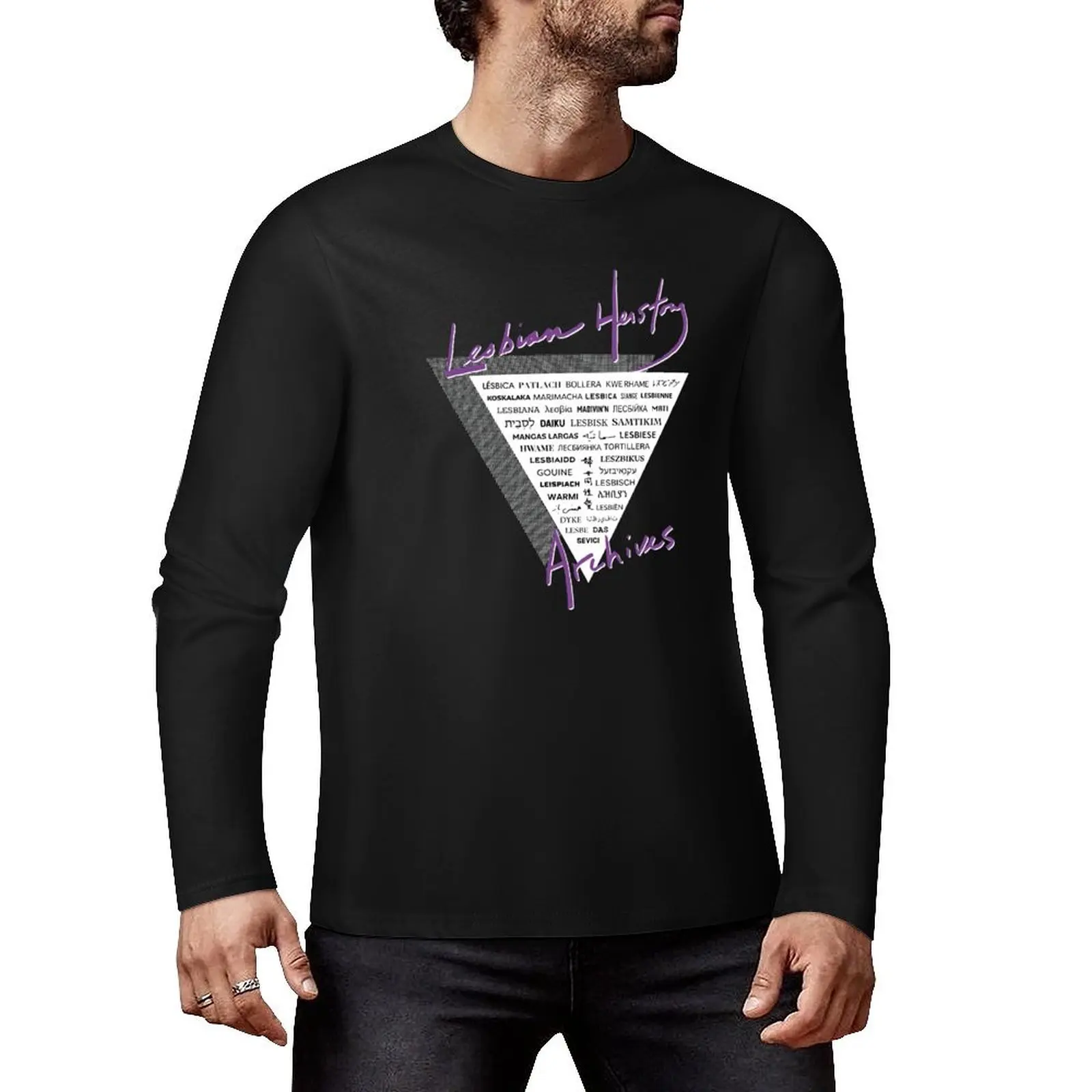 Треугольник LHA: слово лесбиянок в 40-е языках! Длинная футболка винтажная одежда