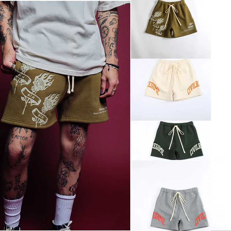 Pure Cotton Summer Running Men Shorts Print Bodybuilding Jogging Gym Fitness Shorts Fashionable Styletraining Casual Shorts Men