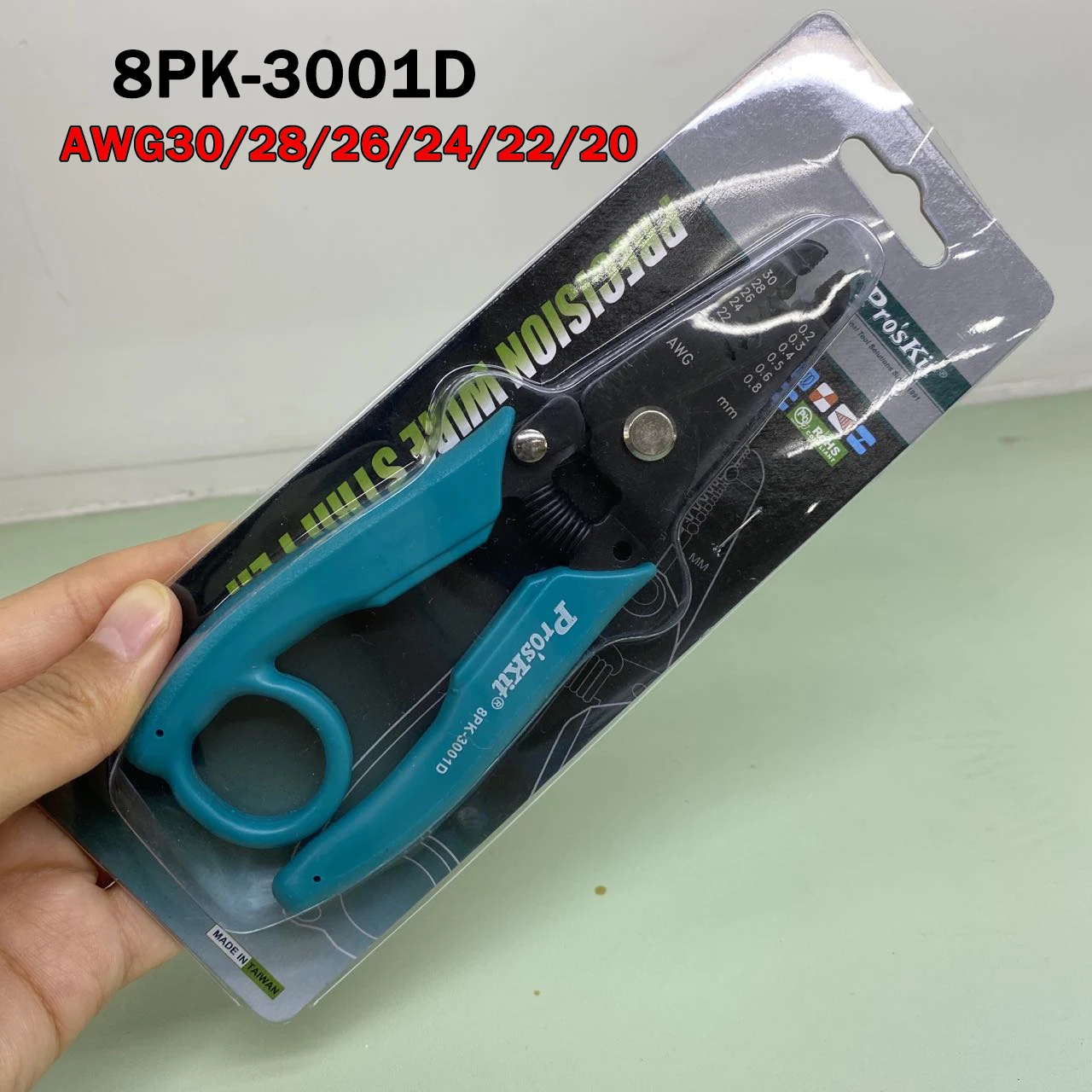 Original Pro'sKit 8PK-3001D Professional Precision 7-in-1 Electronic Wire Stripper (AWG30/28/26/24/22/20) Precision Pliers