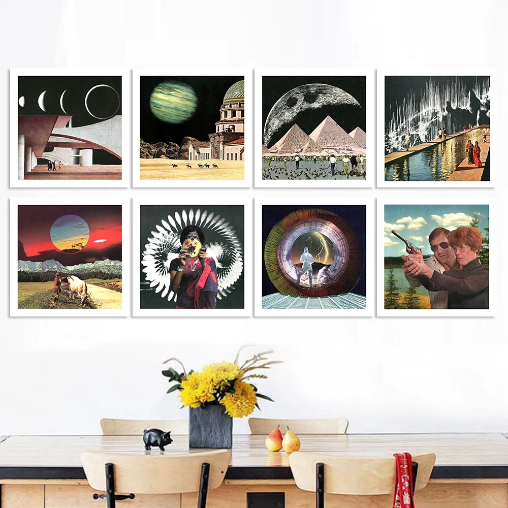 

Настенная картина «звездное небо», Картина на холсте с сюрреалистичным изображением, ретро постеры Quadro и печать для гостиной, украшение для...