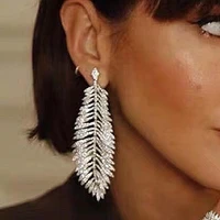korean fashion diamond leaf tassel earrings for women 2022 design sense personality temperament exaggeration party jewelry gifts