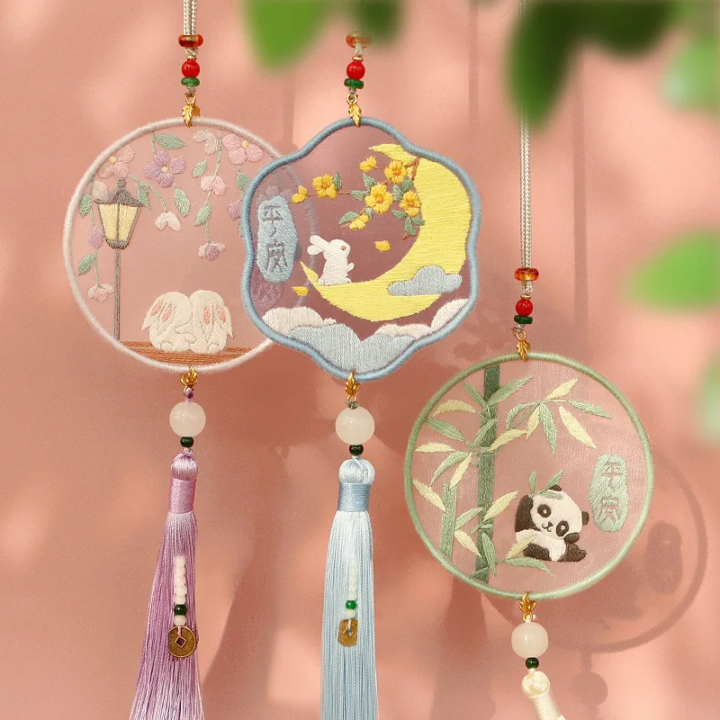 

Embroidery diy Hand embroidery Cross-stitch rabbit Needlework Knitting accessorie Material package Crafts for Jewelry pendant