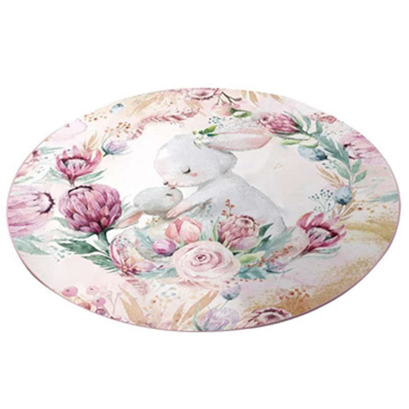 

Современный круглый коврик для украшения дома с мультяшным принтом, Круглый нескользящий коврик для гостиной, спальни