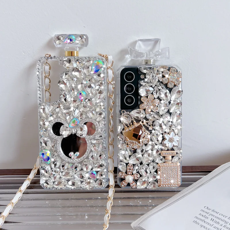 

Design Perfume Luxury for Samsung Galaxy S21 S22 Plus Ultra IPHONE 13PRO MAX Trendy Brand Crossbody Phone Case Cover Wallet Bag