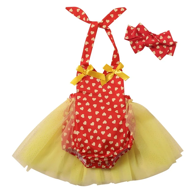 

Летнее платье-комбинезон для маленьких девочек, повязка на голову, комбинезон с открытой спиной, сетчатая юбка, многослойный треугольный ко...