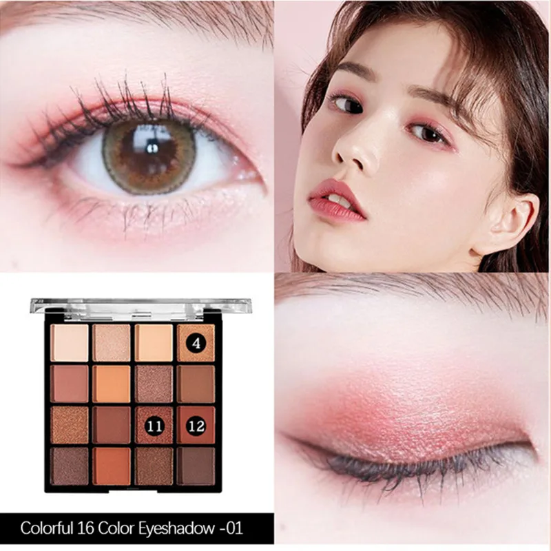 

16Colors Gliltter Eyeshadow Palette Matte Eye Shadow Pallete Shimmer Shine Nude Make Up Palette Women Waterproof Eyes Cosmetics