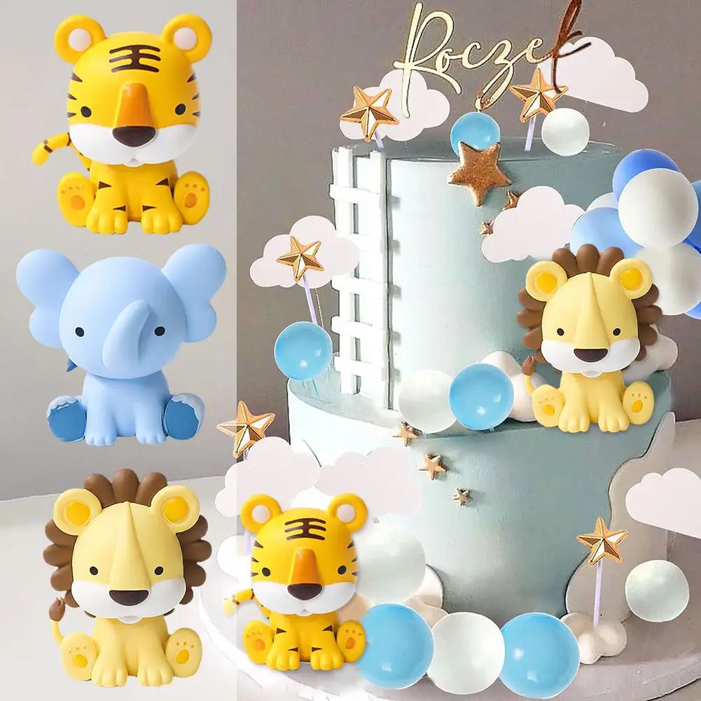 

Lion Elephant Tiger Animals Cake Topper Kid Cake Decor Decorating Baby Safari Cake Party Shower Birthday Animals Decor 1 Ju C7I1