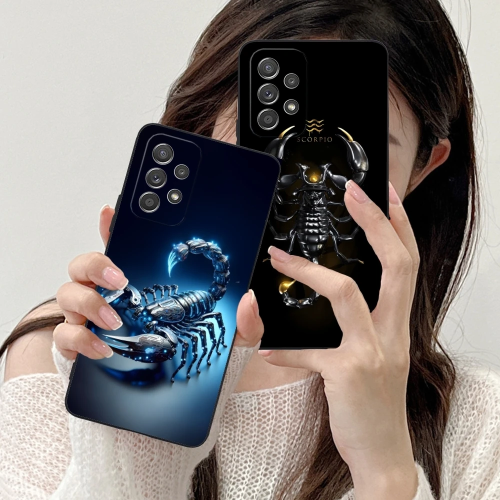 Colored Golden Scorpio Mobile Cell Phone Case for Samsung Galaxy A73 72 71 70 55 54 53 52 35 34 32 23 14 13 5G Black Cover Shell