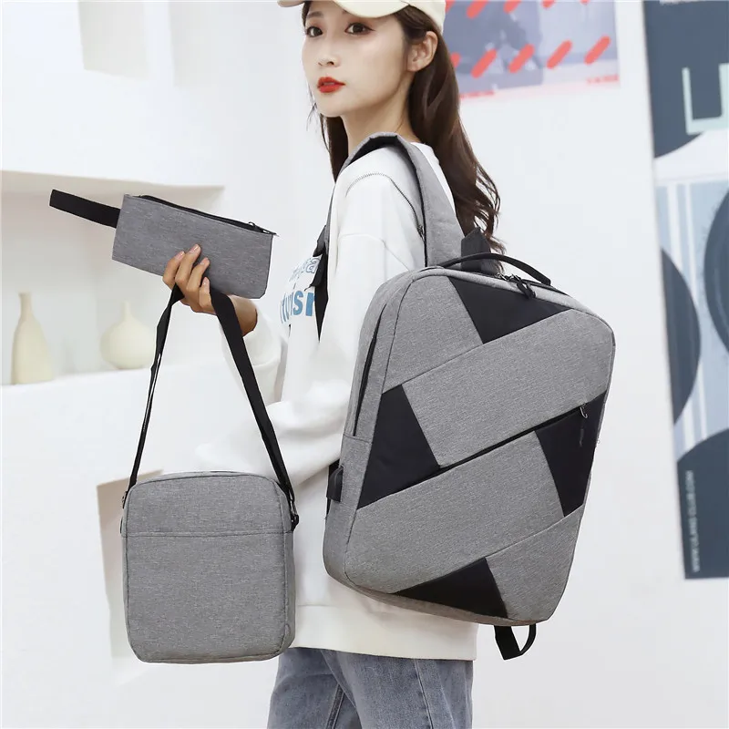 

3PCS Men's Backpack USB Charging Men's Bag Casual Multifunctional Backpacks Men School Bags 3 sets Backpacks Night Reflective