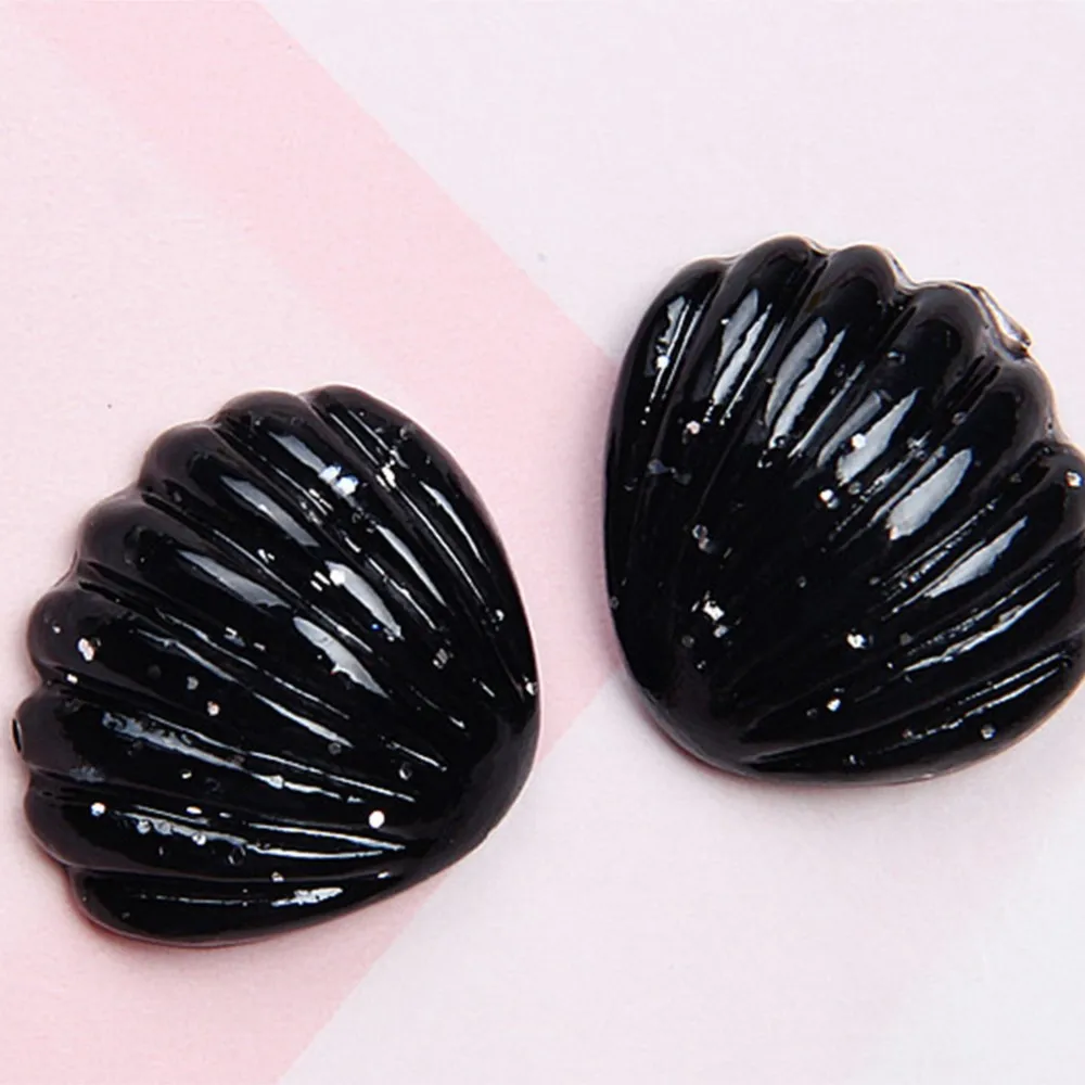 20 Mixed Color Flatback Resin Glitter Crystal Shell Scallop Cabachons 20X18mm