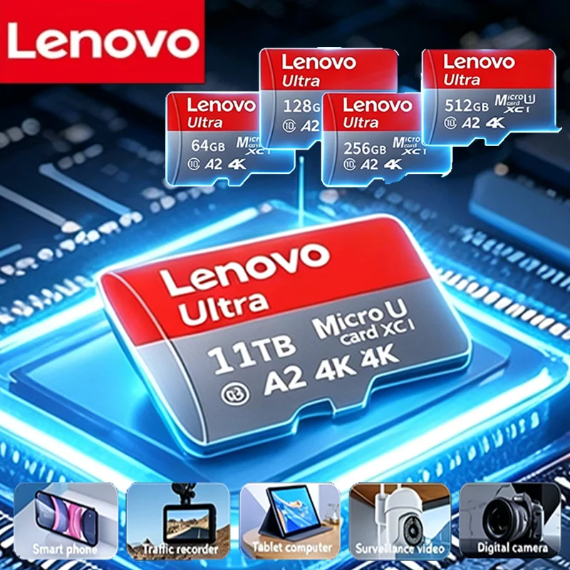 Фото Высокоскоростная карта памяти Lenovo 1 ТБ, карта памяти 512 ГБ, Micro SD карта 256 ГБ, класс 10, TF флеш-карта для телефона, планшета, БПЛА, НОВИНКА №1